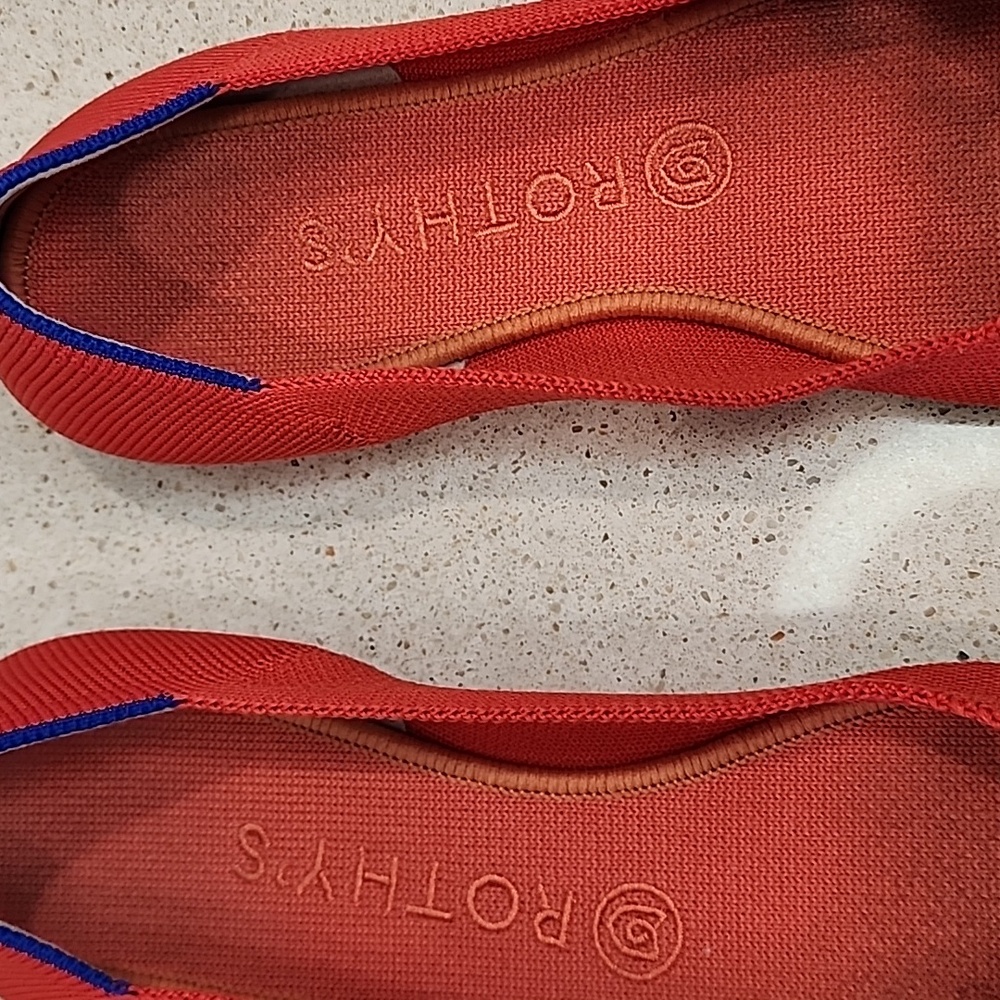 Rothy’s The Point Flats Red Knit Size 9 Women’s Original Point Washable Comfort - Picture 4 of 9